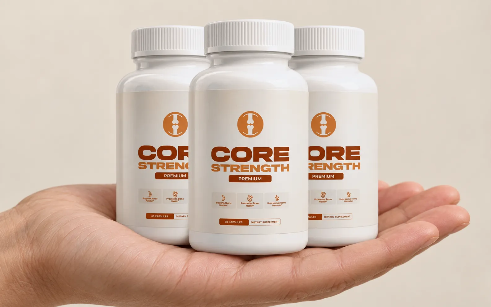CoreStrength — the package held in a hand