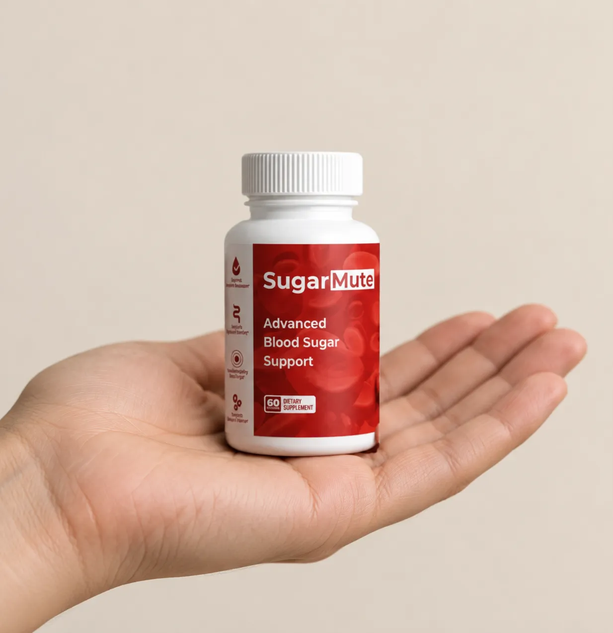 SugarMute — the package held in a hand