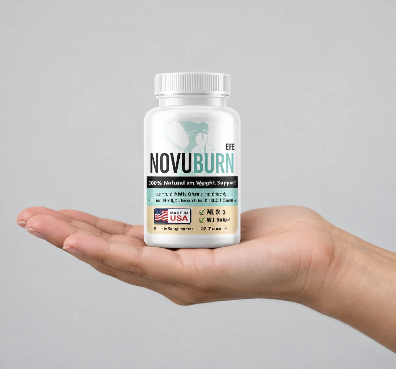NovuBurn — the package held in a hand