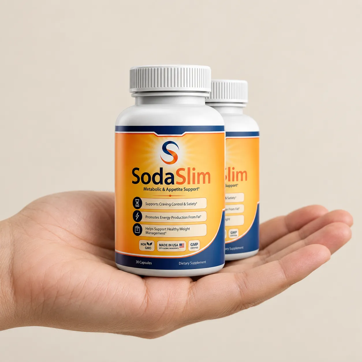 SodaSlim — the package held in a hand