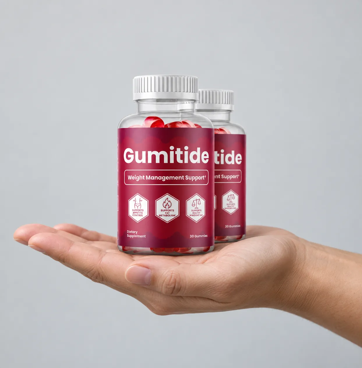 Gumitide — the package held in a hand
