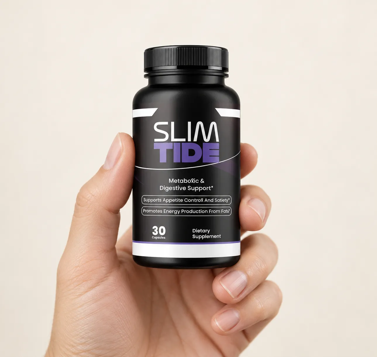 Slimtide — the package held in a hand