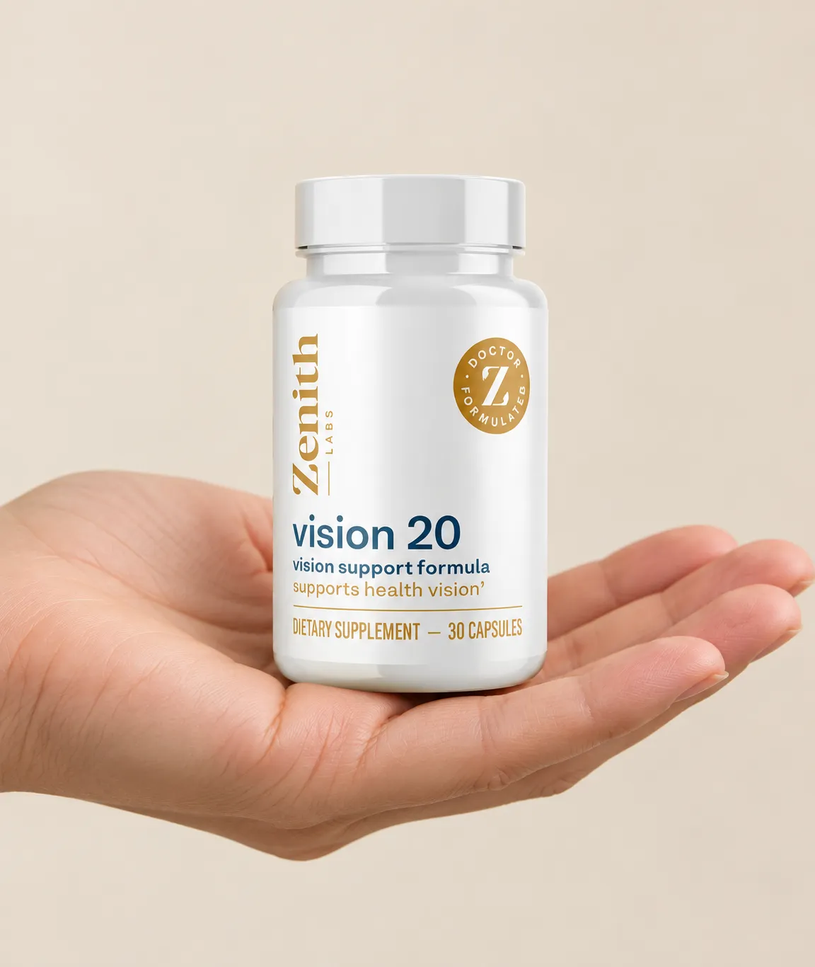 Vision 20 — the package held in a hand